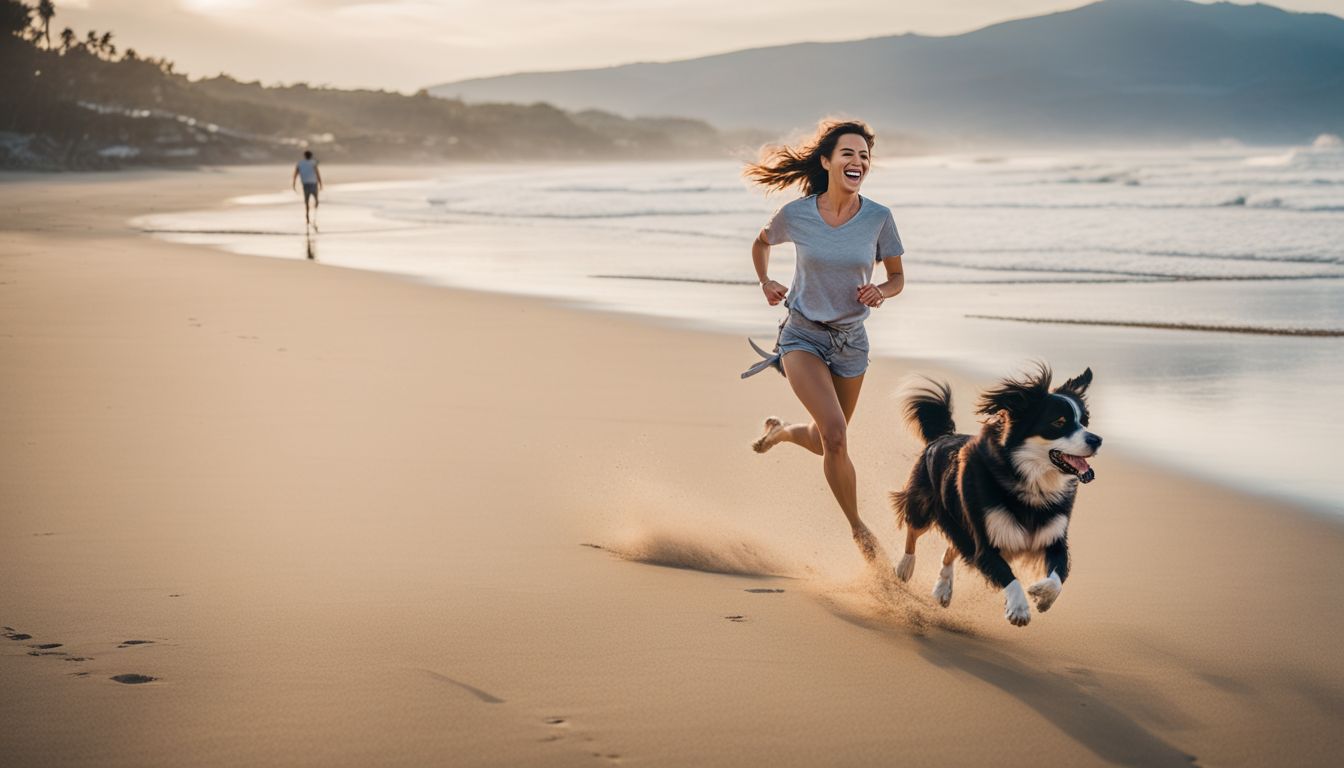 Fort Myers Beach Dog Friendly. A happy dog running on the beach with its owner.