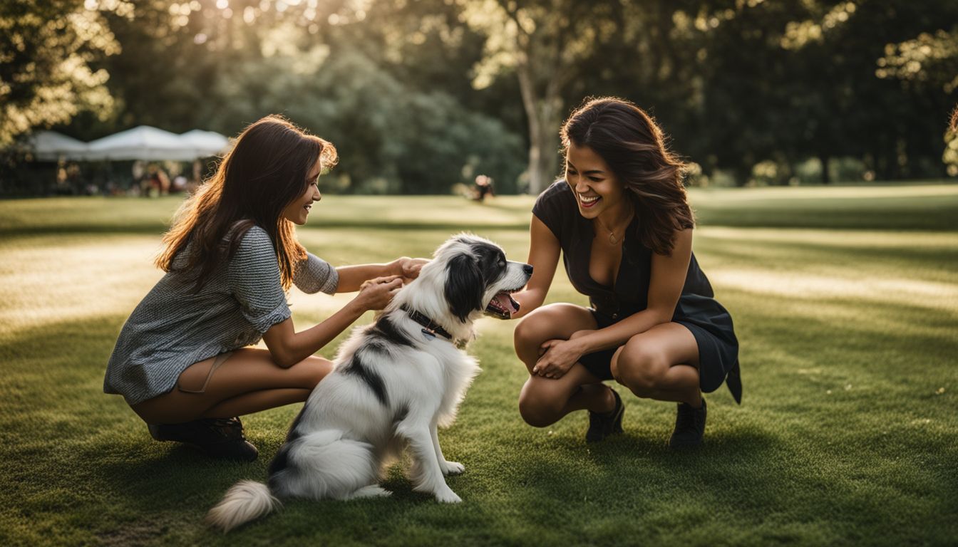 Dog Friendly Beaches San Clemente. Dogs playing with their owners in a vibrant park, captured with high-quality photography equipment.