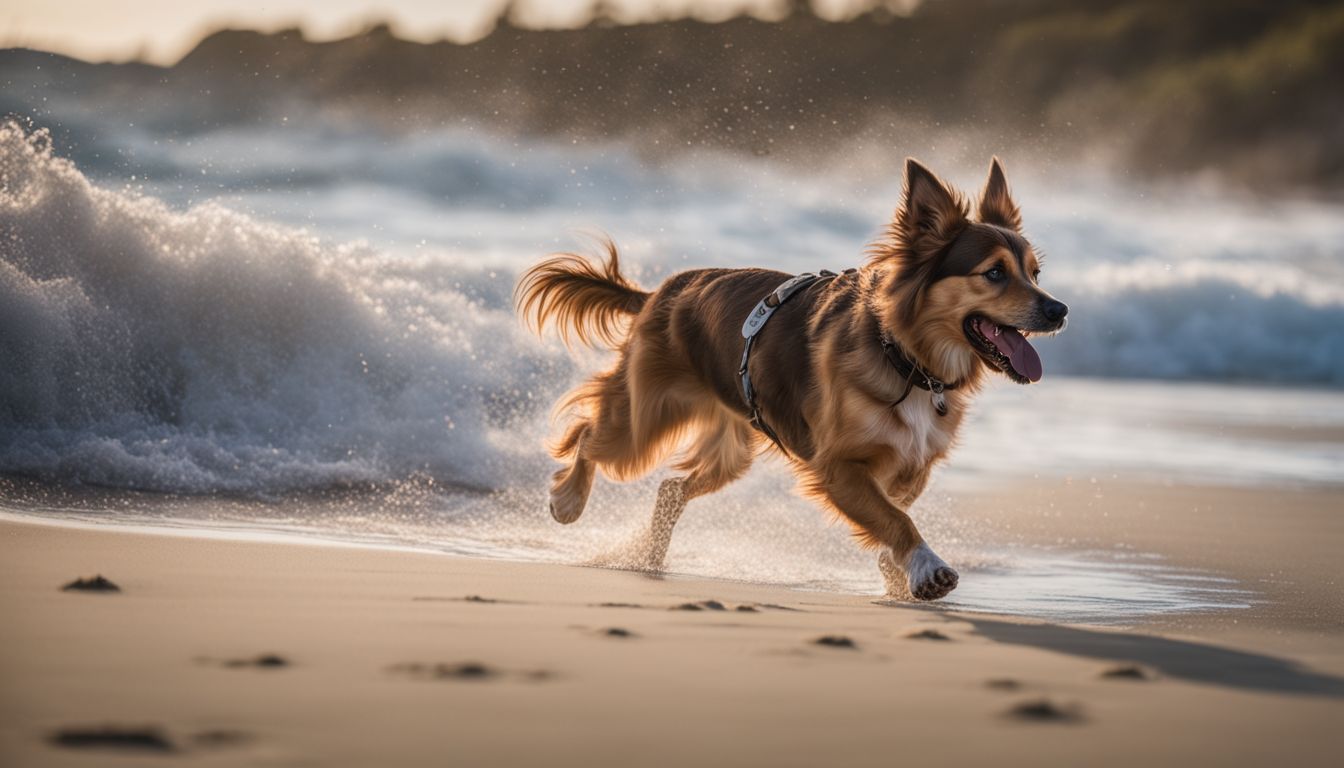 Dog Friendly Beaches In Jacksonville FL. A happy dog running on a dog-friendly beach.